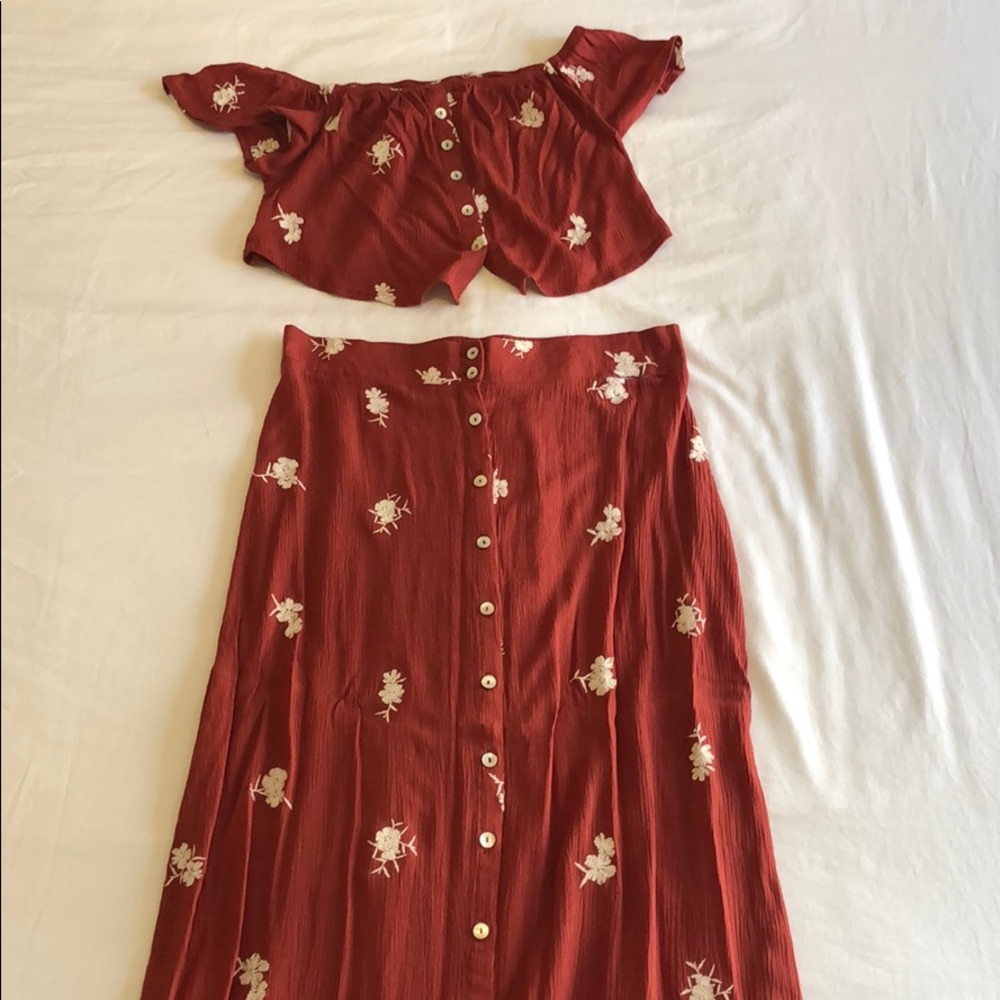 Two piece - off the shoulder top with long skirt